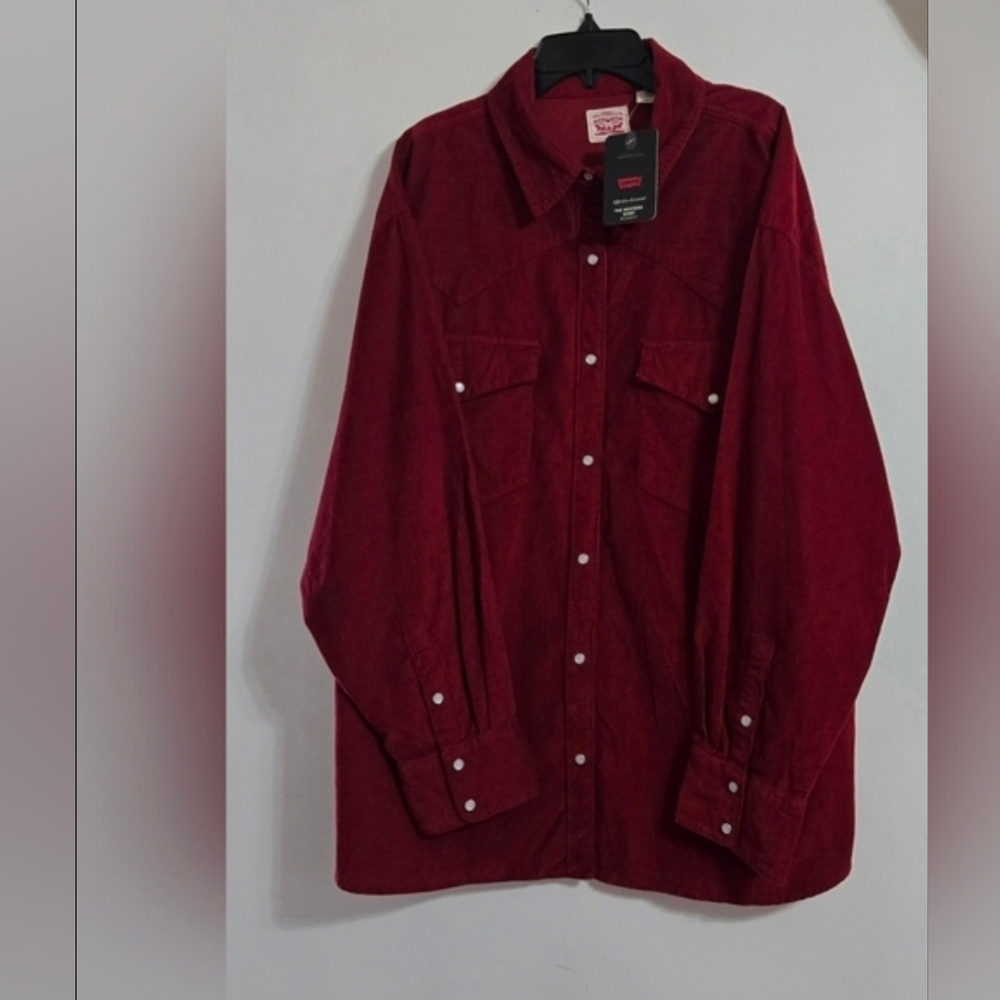 Nwt Levi Strauss Women's Western Burgundy Button-Up Shirt Size 2X